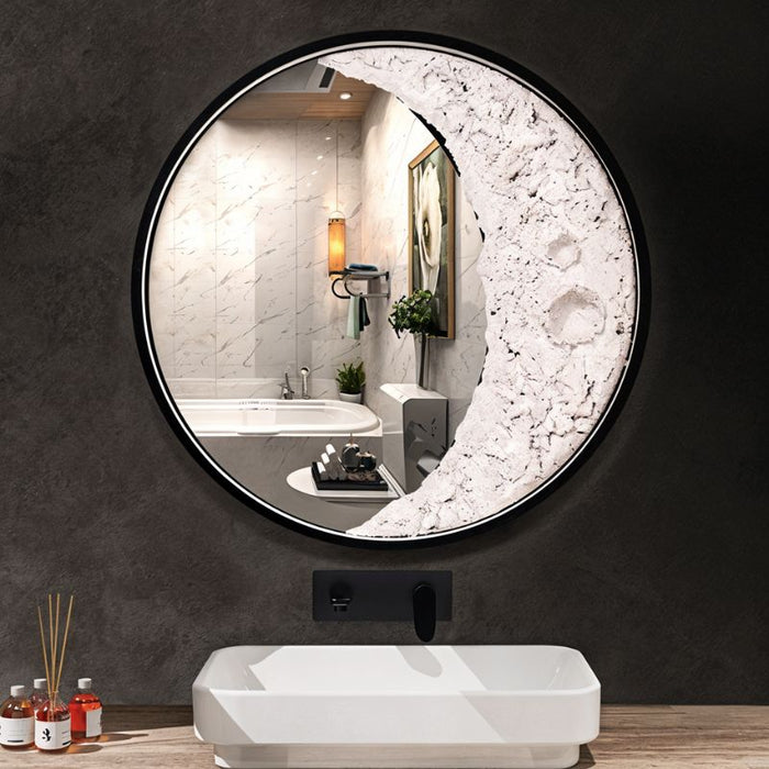 Crescent Moon Illuminated Art -  Modern Light Fixtures for Restroom